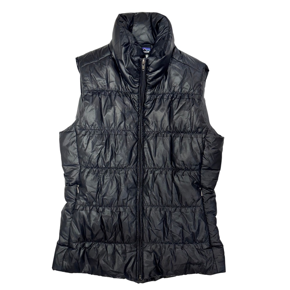 Patagonia Lidia Vest Black Puffer Quilted Full Zip Women Small